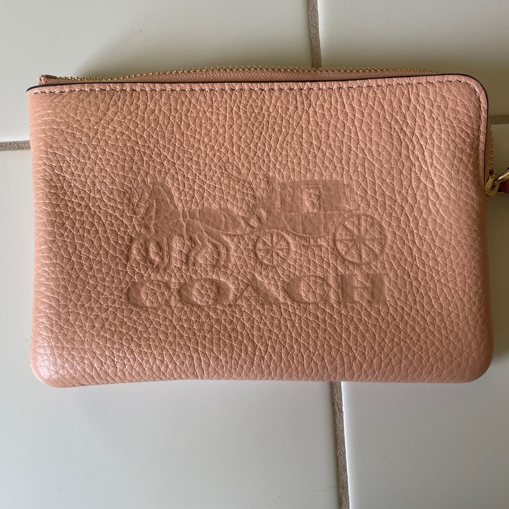 Coach corner zip wristlet in colorblock